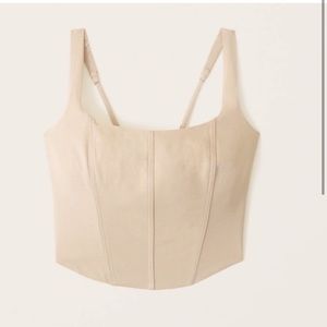 Abercrombie & Fitch Scoopneck Corset Top in Beige XS